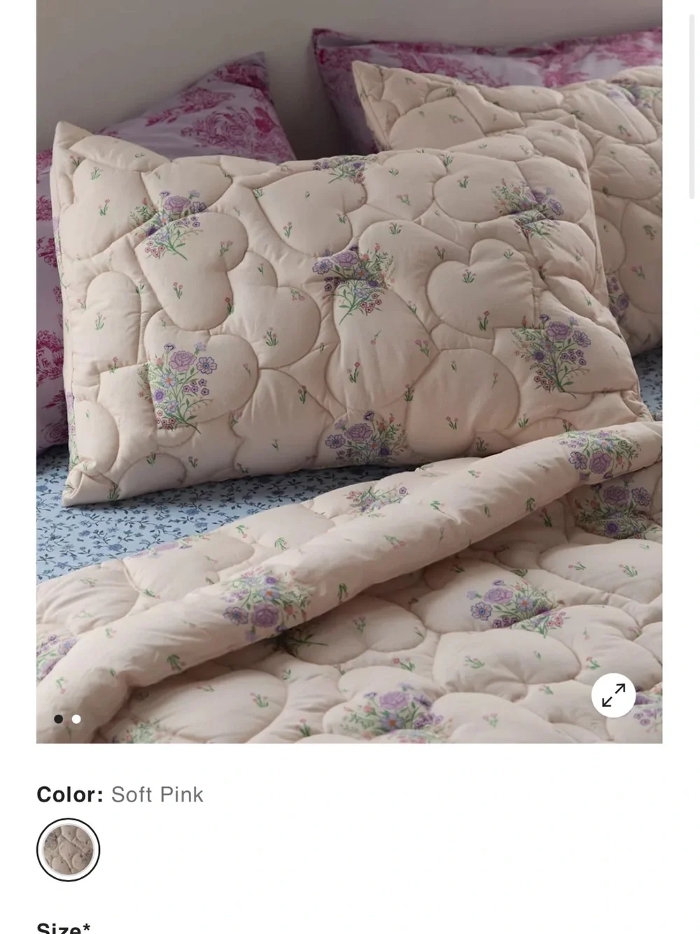 NWT Urban Outfitters Heart Puff Floral Comforter Twin XL and 2 sham set, quilted